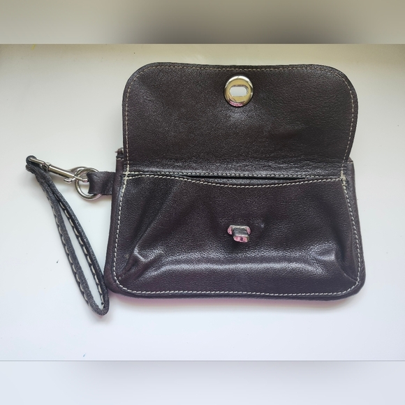 Roots Learher Brown Leather Wristlet Bag Turn Lock, Zip For Men And Woman - Picture 2 of 8